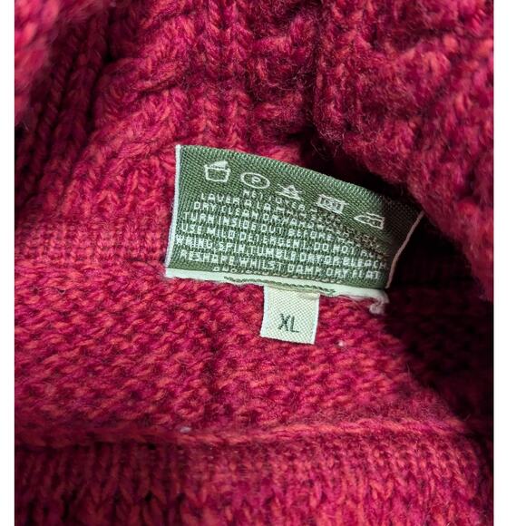 Carraig Donn Pure Wool Red Cable Knit Turtleneck Sweater Womens X-Large Ireland - Picture 4 of 4